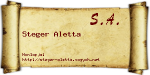 Steger Aletta névjegykártya